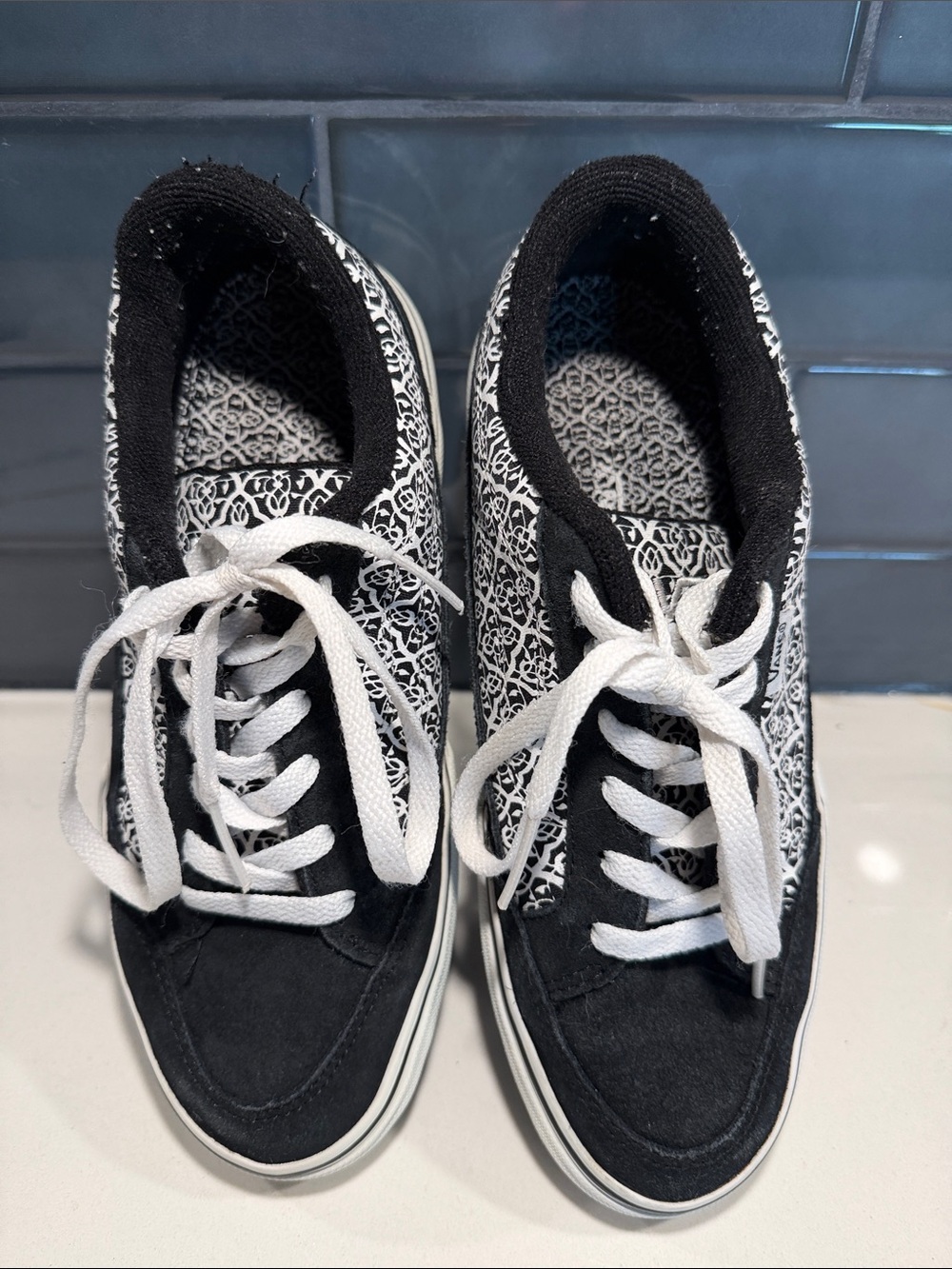 Black & White Lace-Up Women's Sneakers